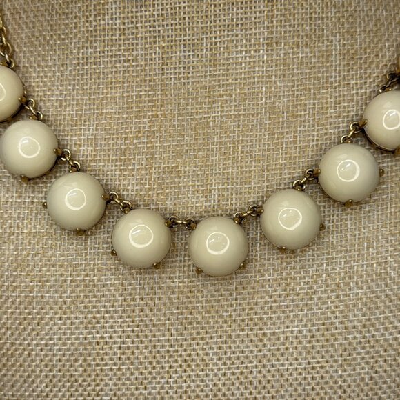 J Crew Cream Bubble Statement Necklace Gold-Tone Chain 18 Inches Adjustable Wome - Picture 4 of 9